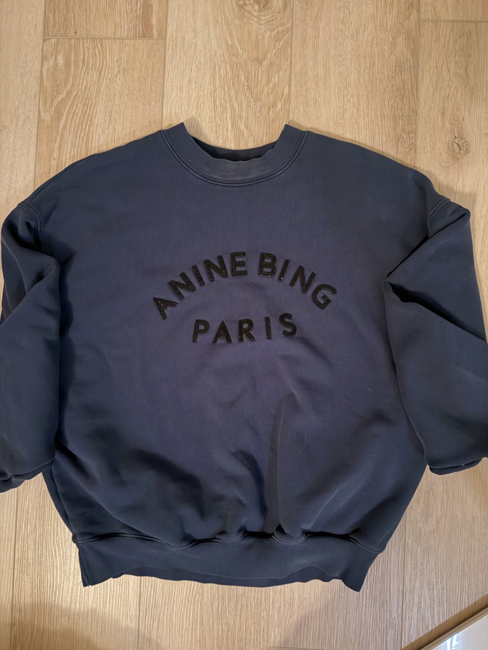 Anine Bing Navy Embroidered Logo Sweatshirt